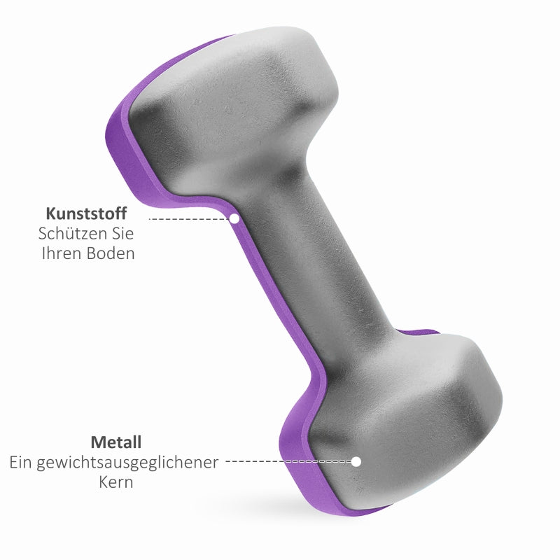 Dumbbell Set with Storage Rack, 6 Weights for Fitness Training (2x1kg, 2x2kg, 2x3kg)