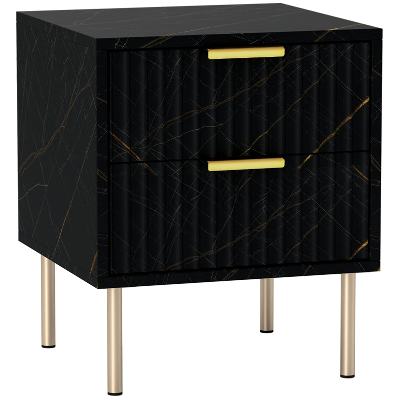 Elegant Bedside Table Two-Drawer Black