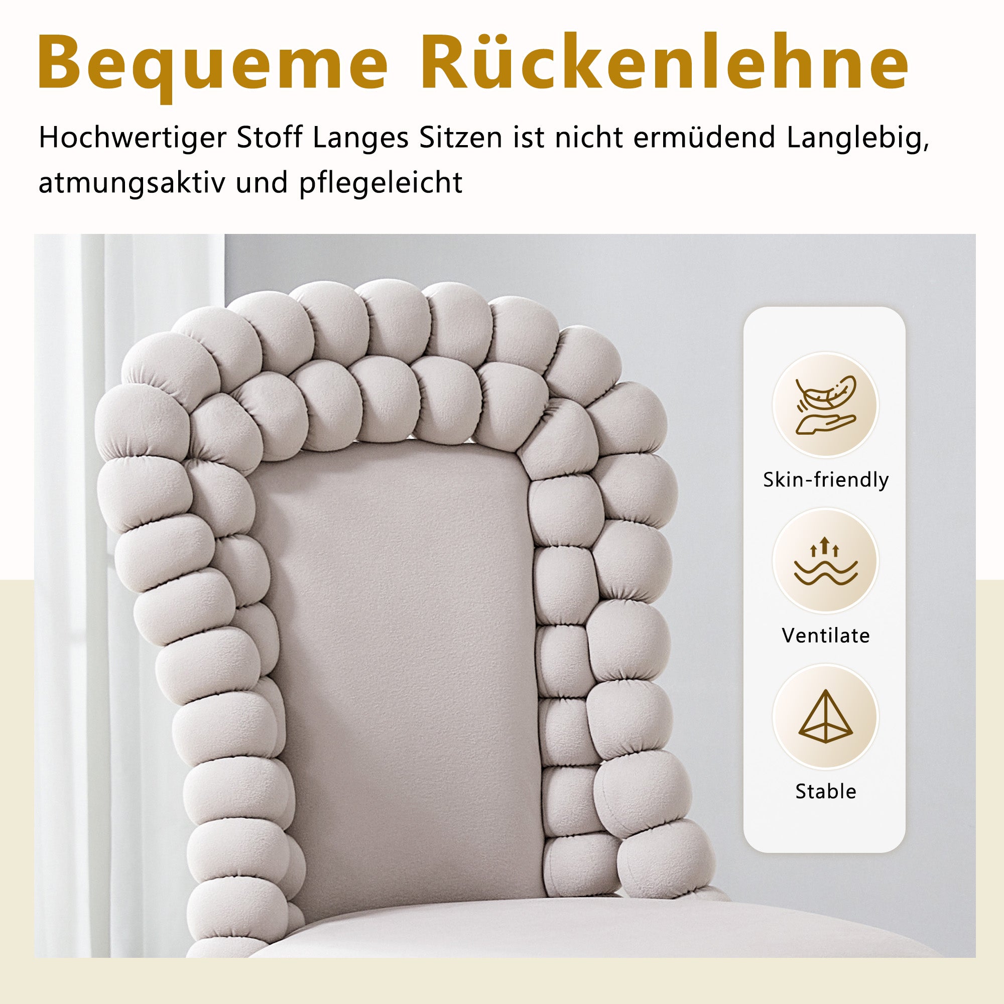 Dining Chairs Set of 2 Ball Chain Backrest Gold-Plated Legs Light Gray Velvet