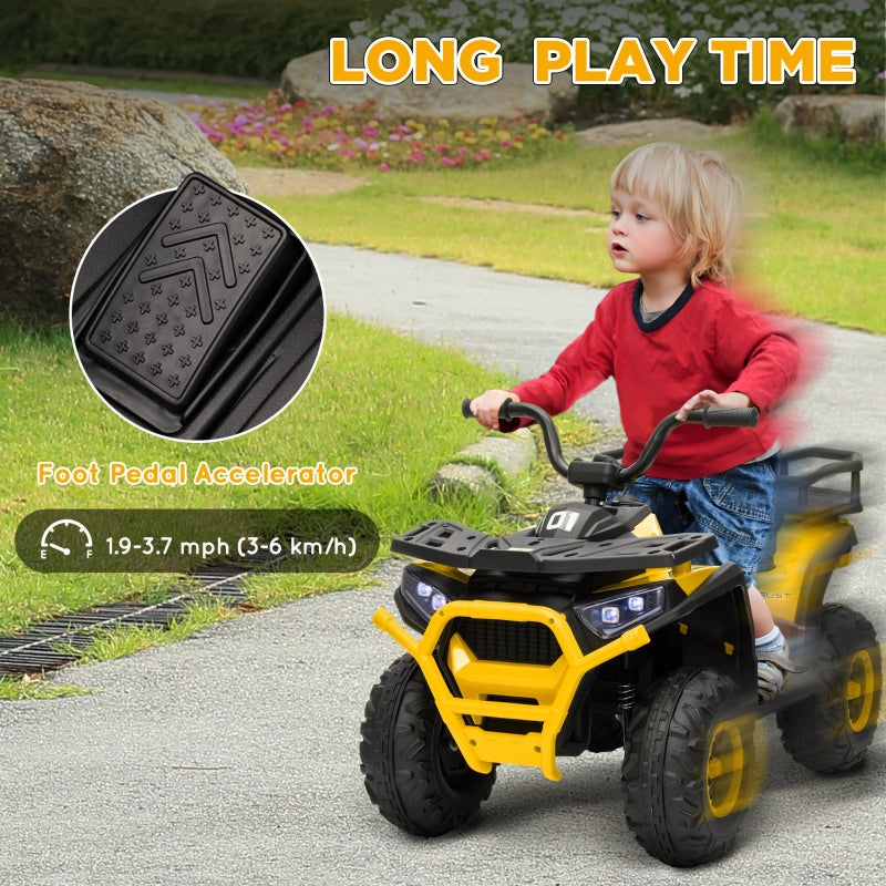 Kids Electric Ride on ATV, 12V Battery-Powered Quad Bike with Spring Suspension, Yellow