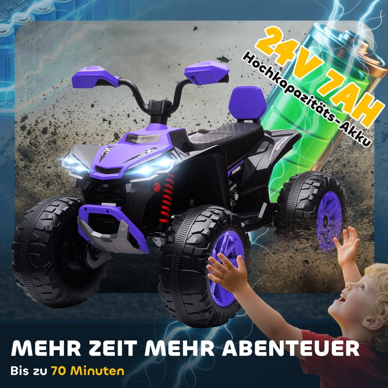 Children's Electric Quad Bike with 4 Wheels and MP3 Function, 24V Blue