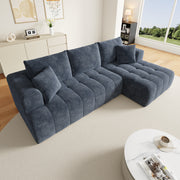 Modular L-shaped Corner Cloud Sofa, Frameless and Freely Combinable, Blue Chenille