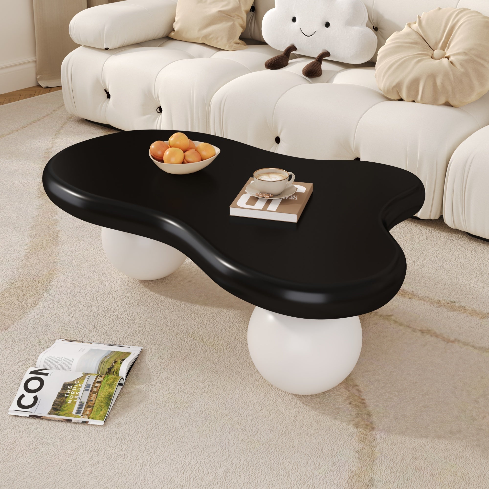 Cloud Style Coffee Table LED Lighting Cloud-Shaped Round Leg