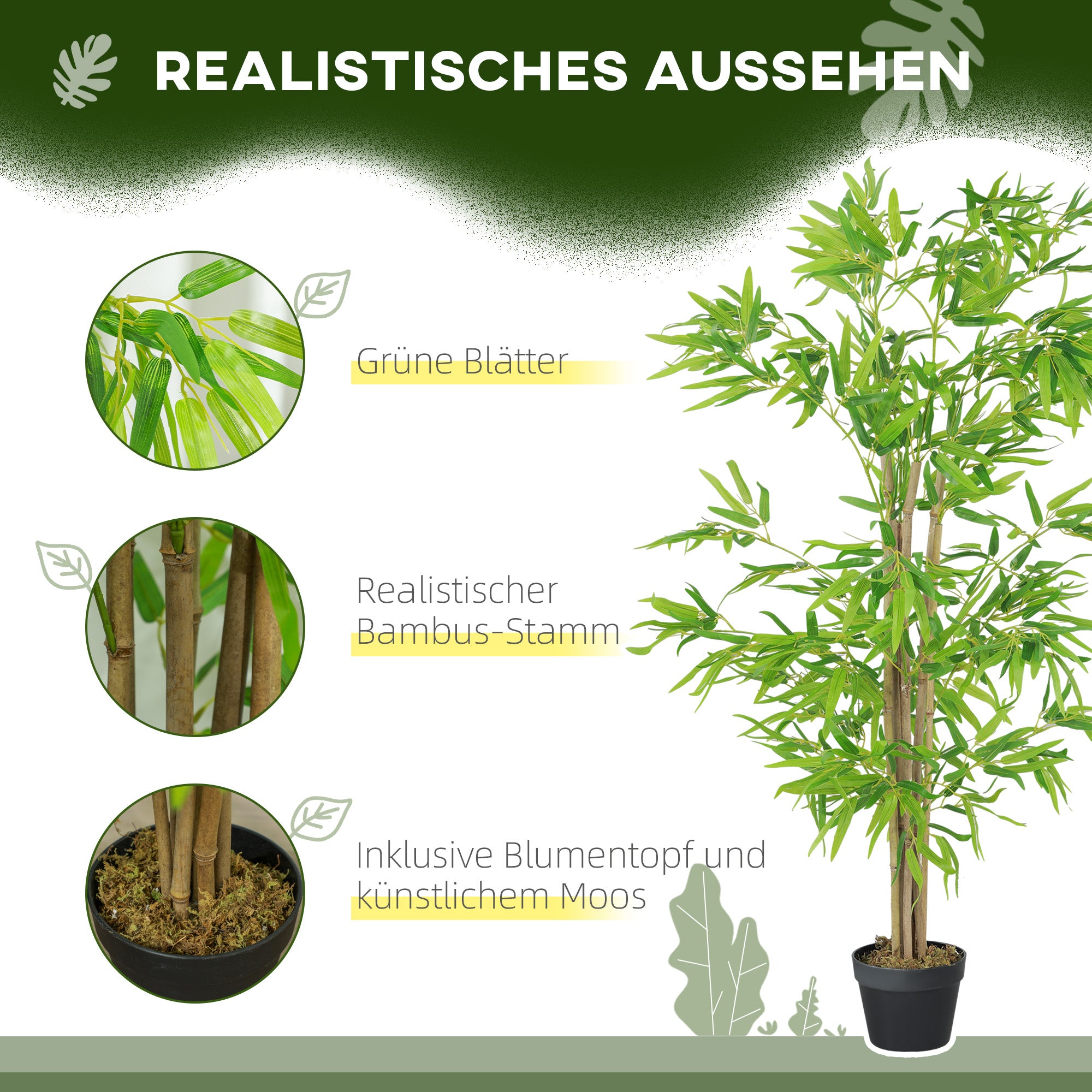 Artificial Bamboo Plant, 150cm Large Fake Plant, Plastic