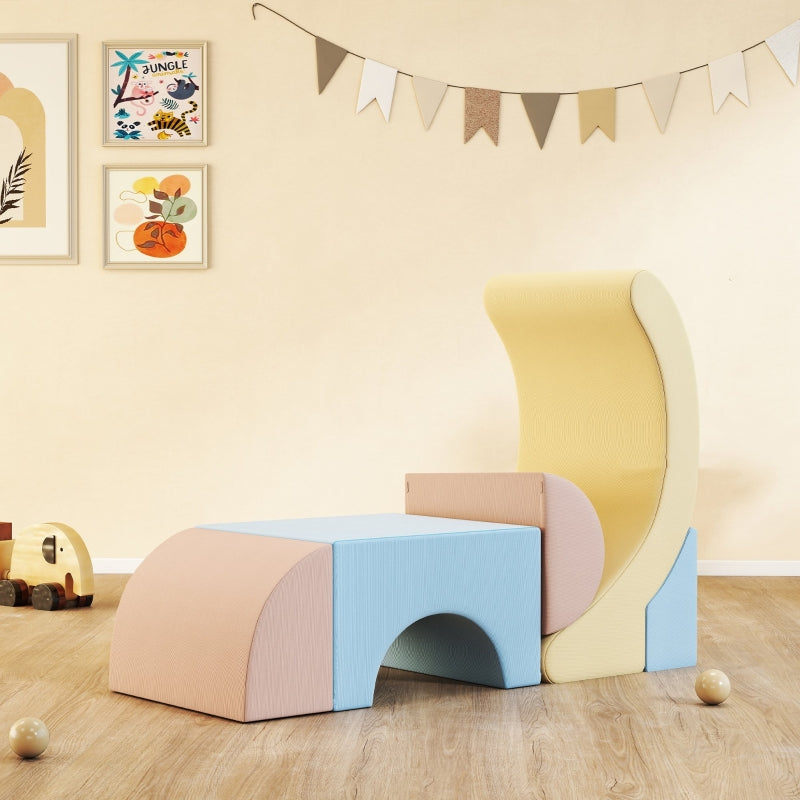 Foam Climbing Blocks Set of 5 with Corduroy Cover for Building and Crawling, Colorful