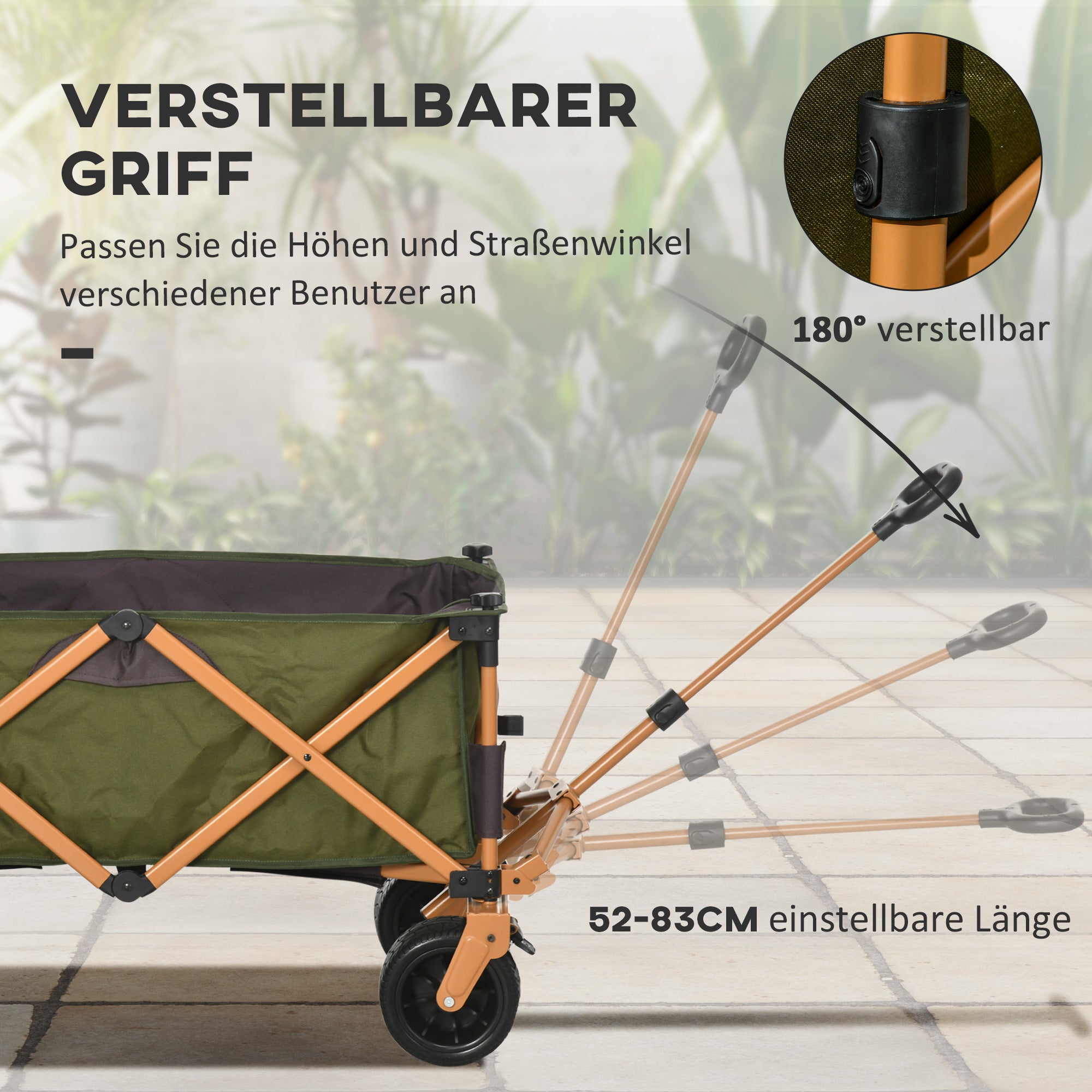 Handcart Foldable Transport Cart with Folding Board, 120 kg, Green