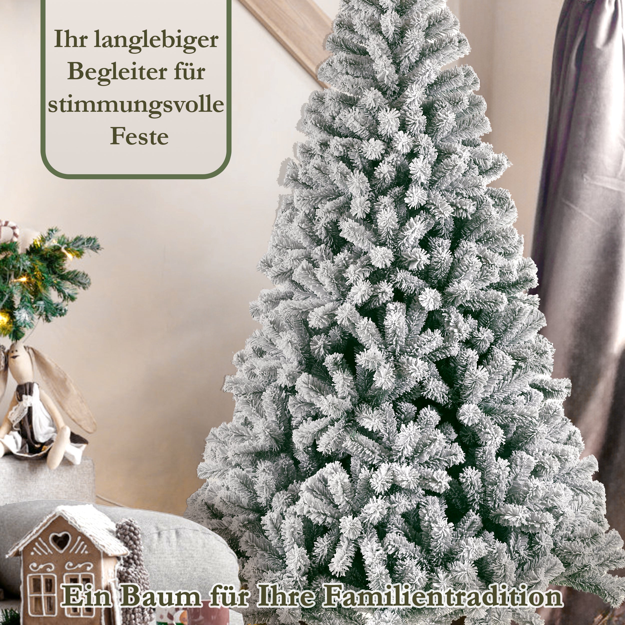 Artificial Christmas Tree 210cm Snow Fir 1298 Tips, 100% PVC