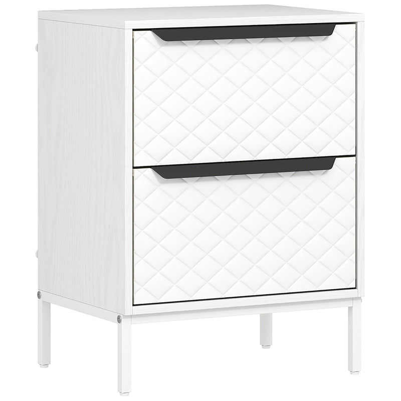 Chest of Drawers Dresser with 2 Fabric Drawers Aluminium Handles White
