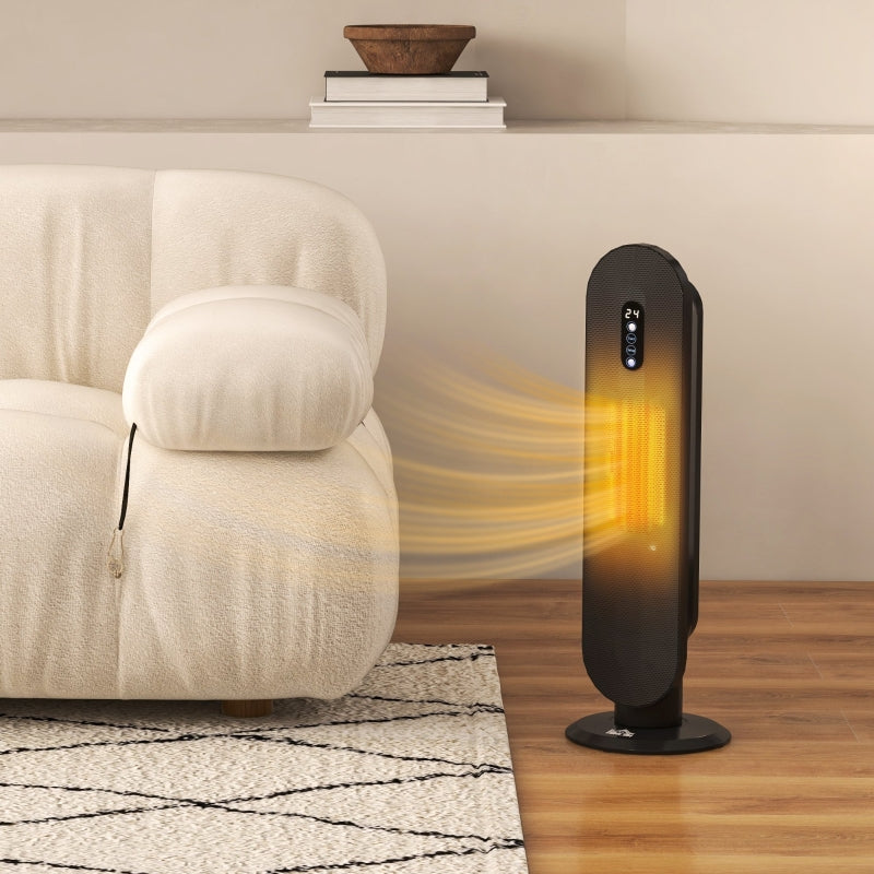 Ceramic Space Heater, 45° Oscillating with Remote - Black