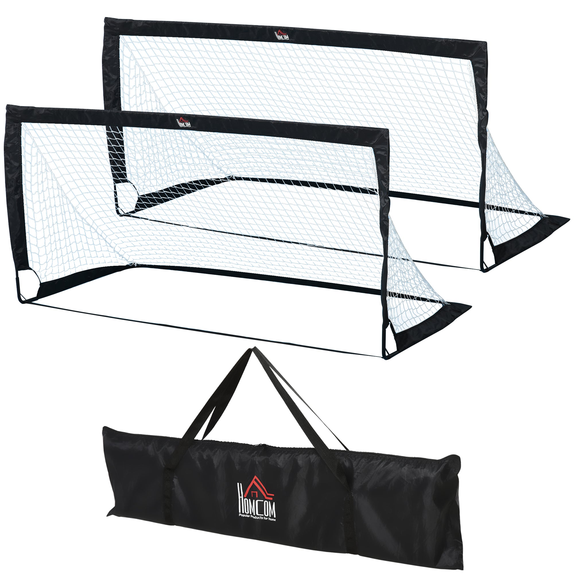 Football Goals, Set of 2 Mini Foldable, Steel and Tetrolon Black