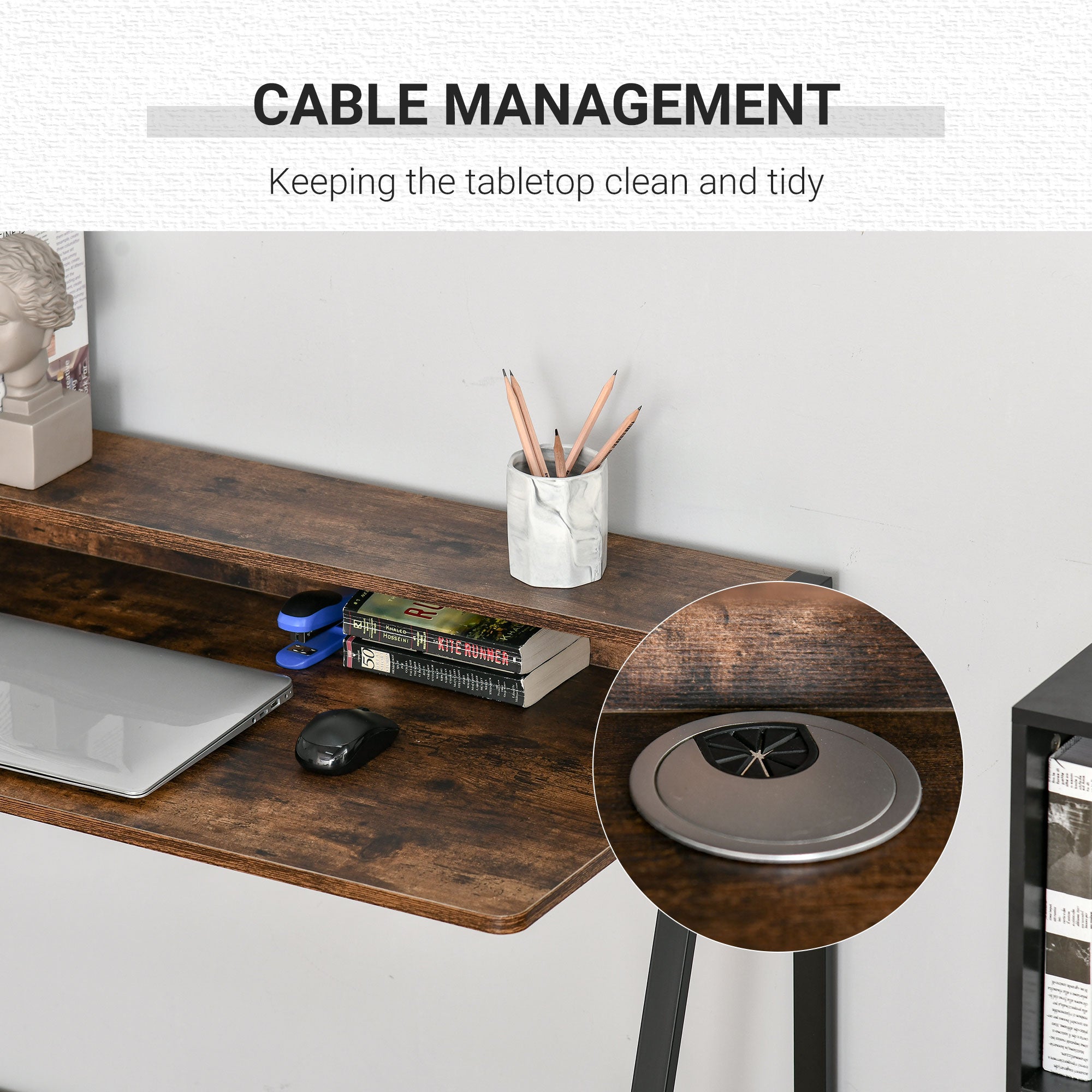 Writing Desk Computer Table Home Office Workstation Storage Shelf Rustic Brown