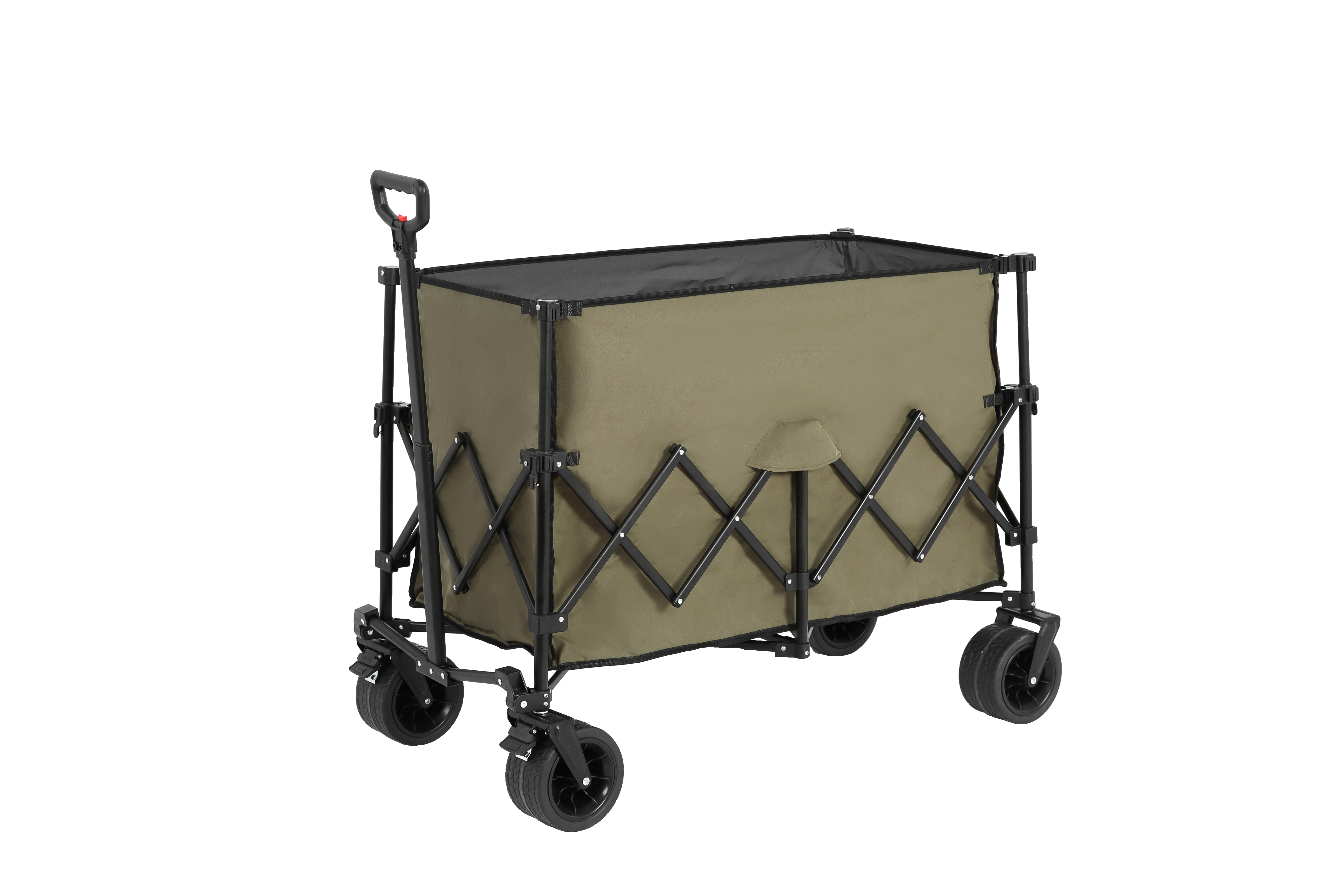 Beach Wagon, Collapsible Heavy Duty with Big All-Terrain Wheels & Drink Holders, Army Green