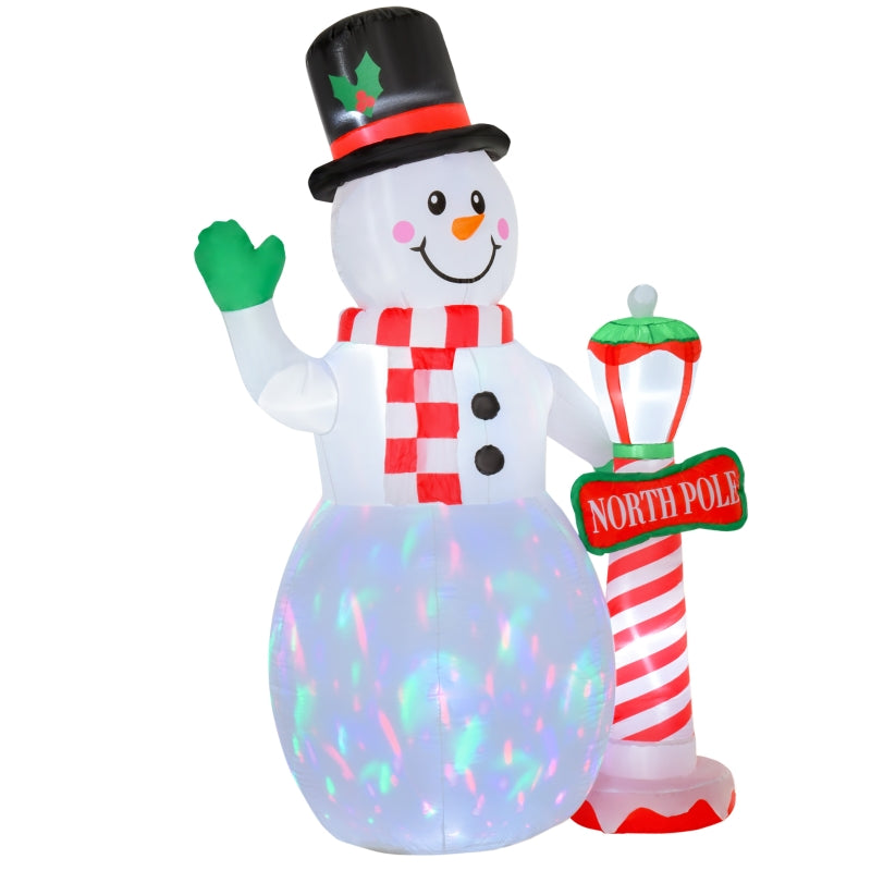 8ft Tall Christmas Inflatable Snowman with Street Lamp, Lighted Outdoor Decoration
