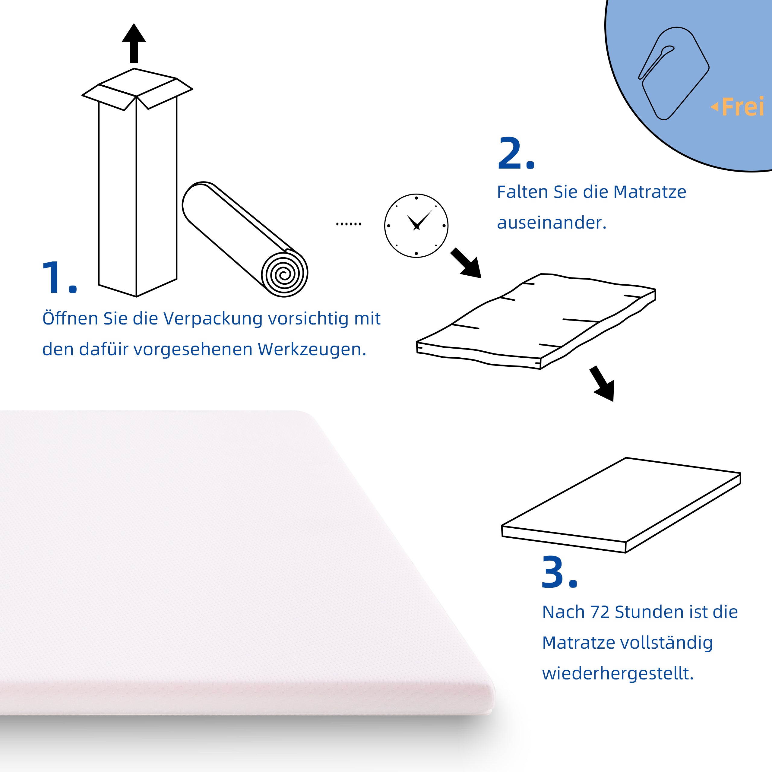 Mattress H3, Medium Strength Oeko TEX Certified Washable, 160x200cm White/Orange Foam