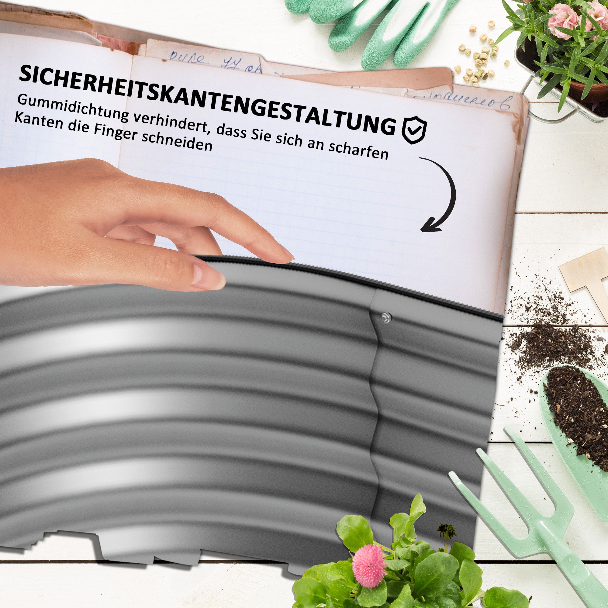 Metal Raised Garden Bed Planter Box 105x62x30cm Open Bottom Silver