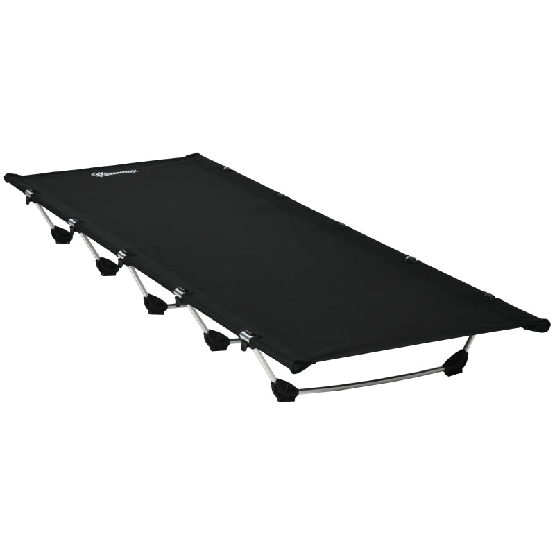 Lightweight Camping Bed Camp Cot 150kg Support Portable with Carry Bag, Aluminium Black
