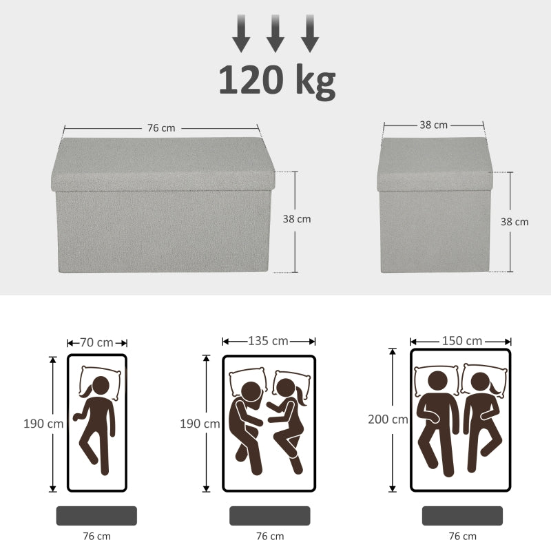 Storage Ottoman Upholstered Bench with Storage and Lid - Light Grey