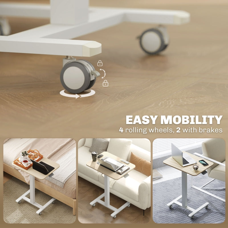 Work Desk, Height Adjustable 68-108cm, Wood-Effect/White
