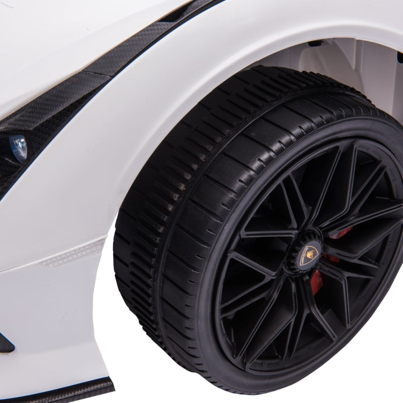 Lamborghini SIAN Kids Ride-on Car 12V with Remote Control and Music, White Metal