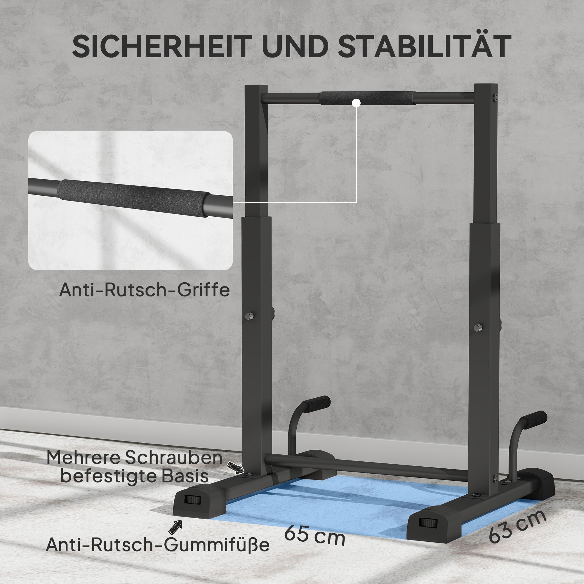 SPORTNOW Dip Bar Dip Station, 540 kg Capacity, Height Adjustable, Steel