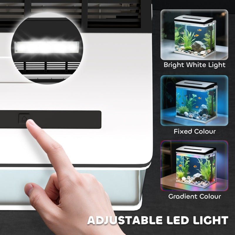 Aquarium Fish Tank, 28L with Filter and LED Lighting, Glass