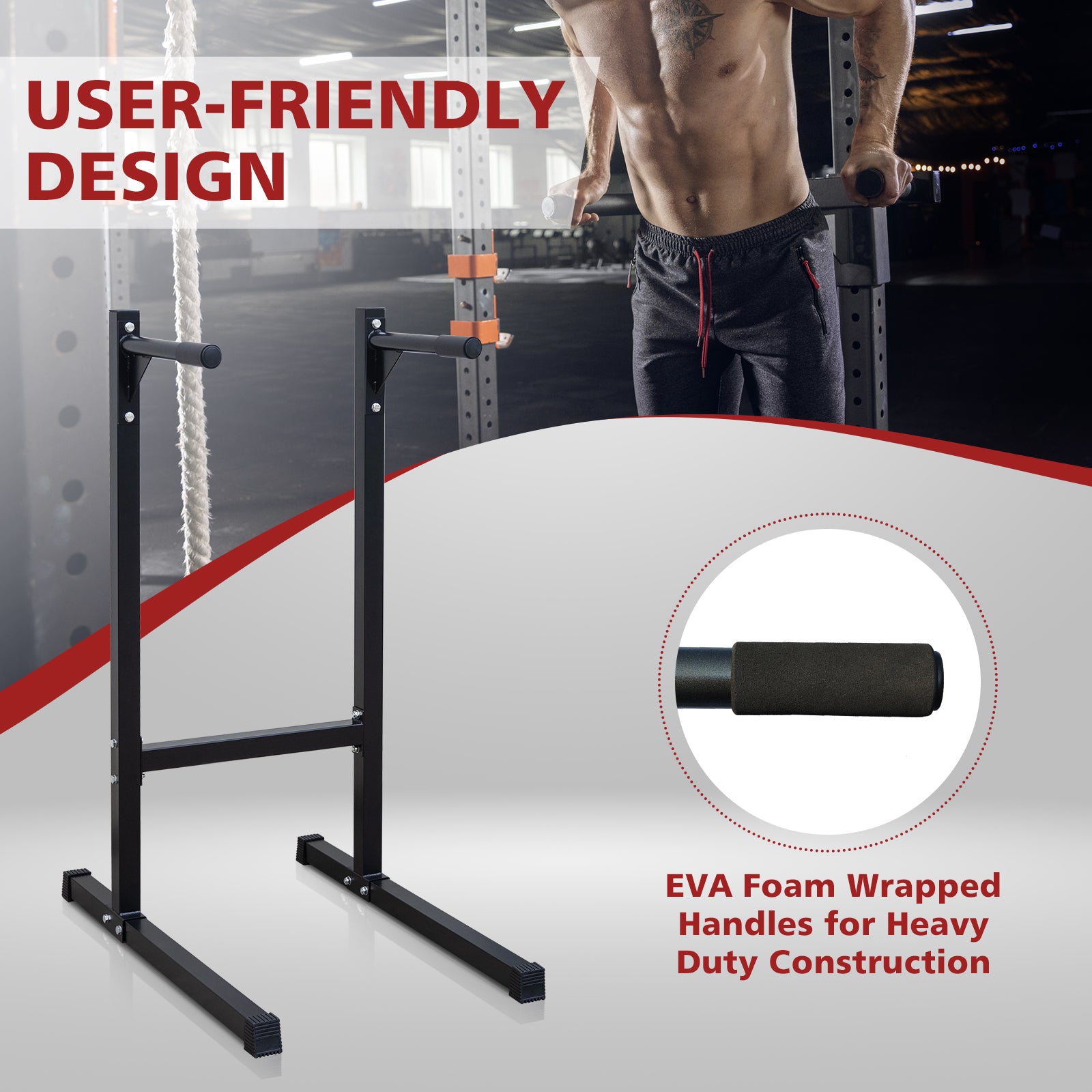 Dip Bar Station Heavy Duty Multi-function Push Up Bar for Home Gym