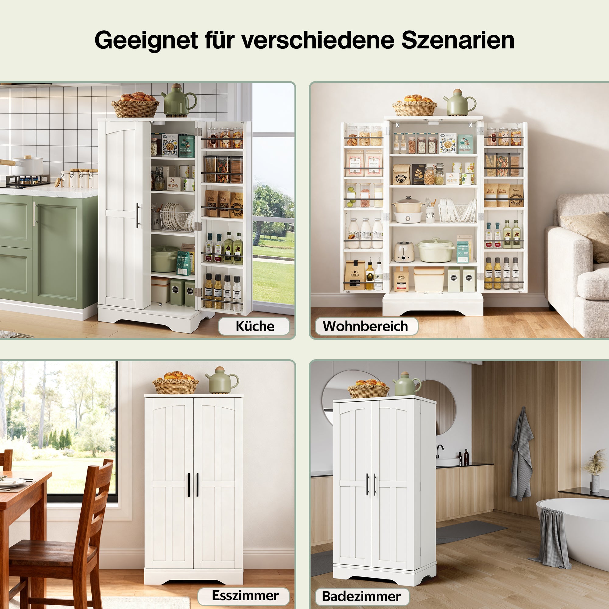 Kitchen Cabinet 120x60x40cm LED Sensor Light 2-Door Adjustable Shelves - White