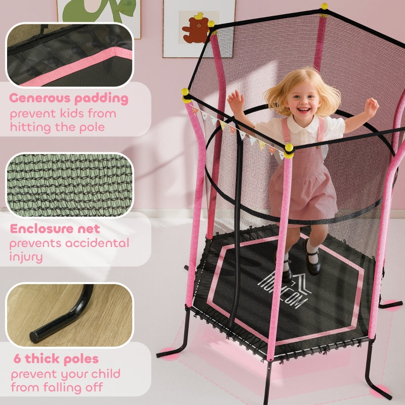 Kids Trampoline Mini Bouncer with Safety Net - Pink