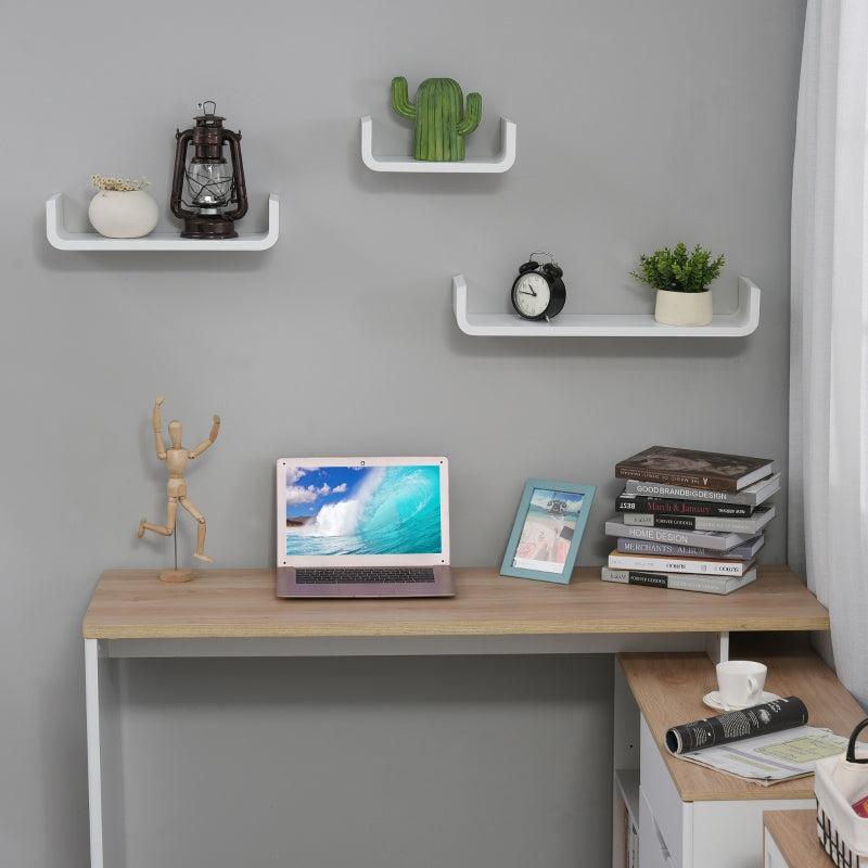 Floating Shelves, Set of 3 Invisible Wall Mounting, White