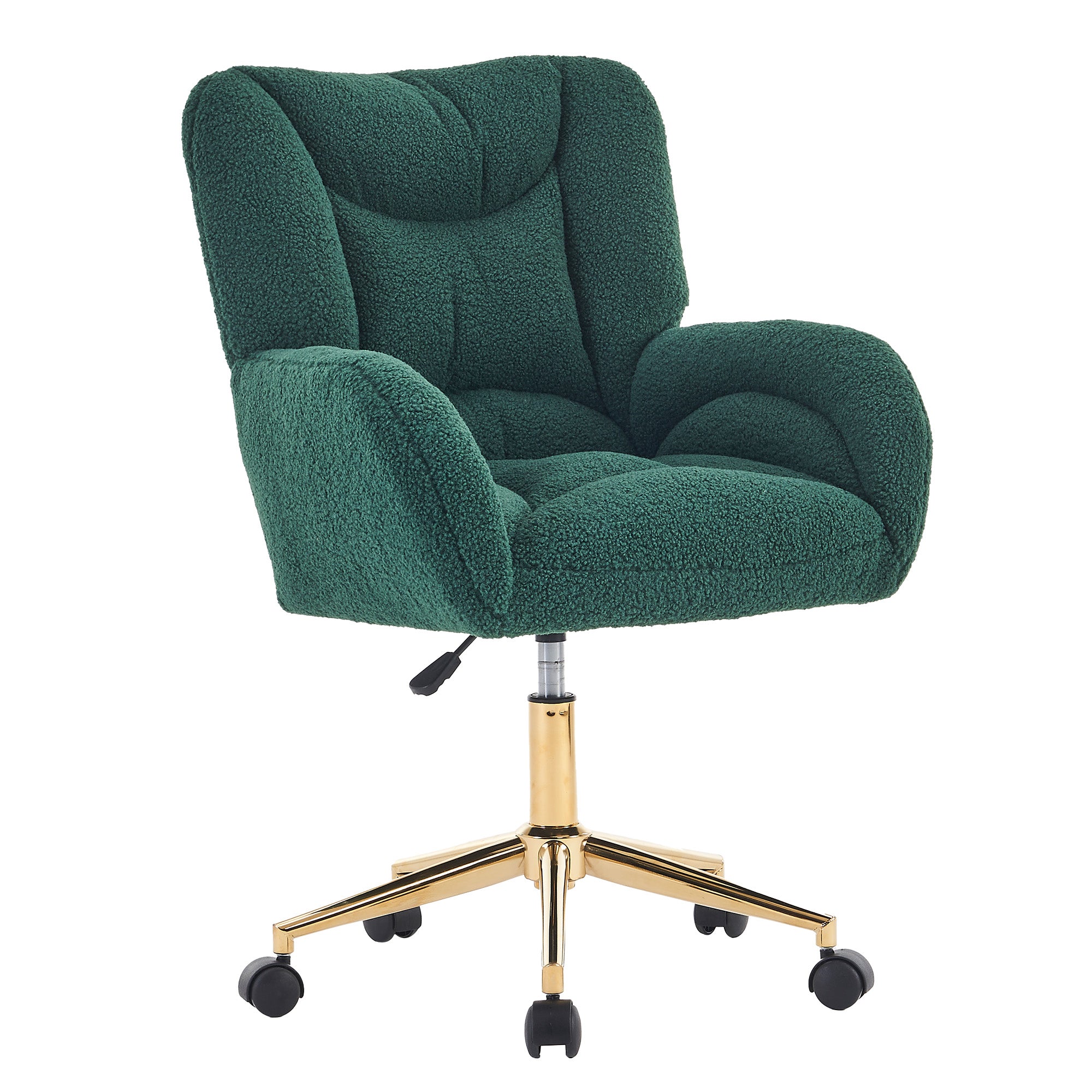 005 Swivel Chair, Height-Adjustable for Home Office, Teddy Fabric, Green
