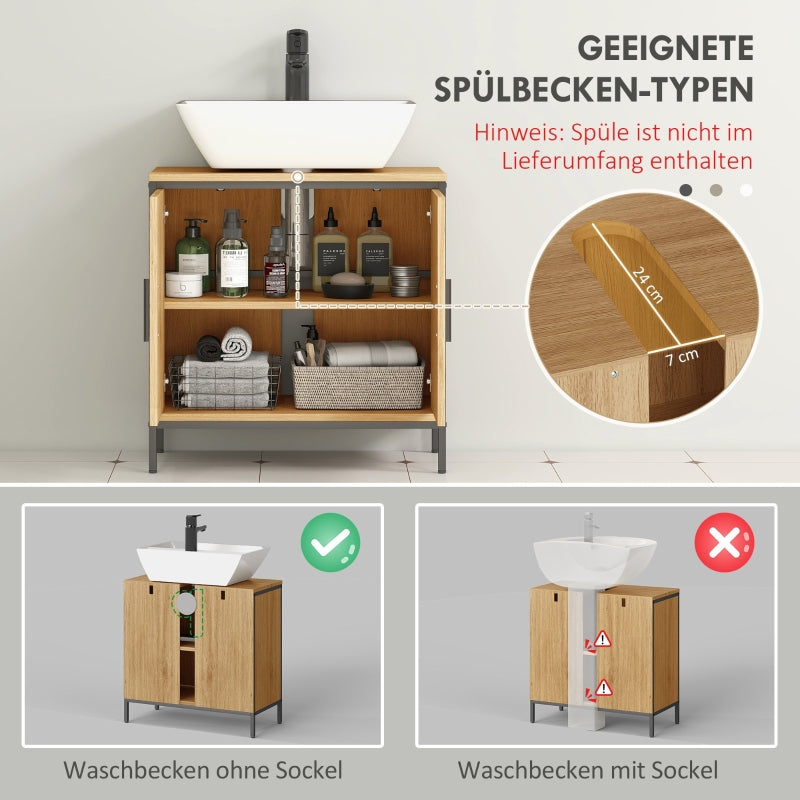 Bathroom Vanity Unit with 2 Doors and Adjustable Shelf, Oak