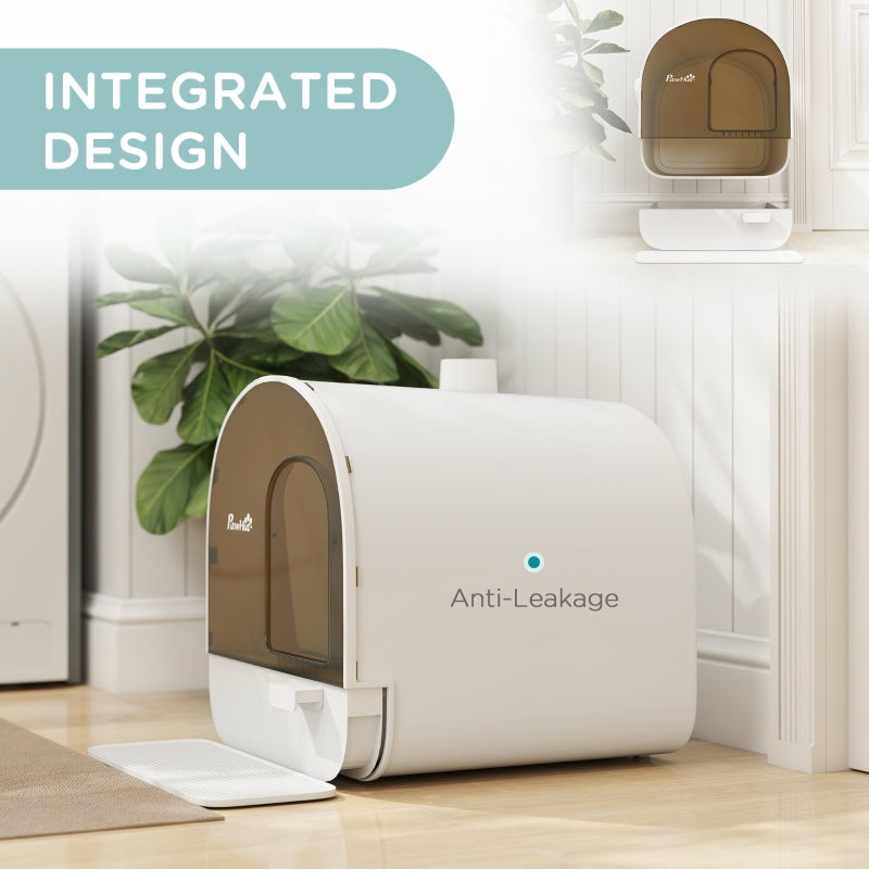 Hooded Cat Litter Box with Lid, Scoop, Filter, Flap Door