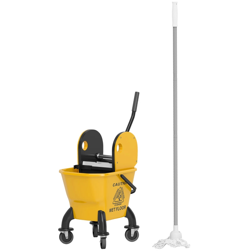 Cleaning Cart Mop Bucket with Press, 26 Liter, Yellow