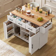 Dining Cart Sideboard 139cm Folding Worktop Storage on Wheels - White/Wood