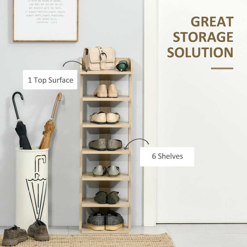 7 Tier Shoe Rack Organizer Storage Shelf Display Cabinet for Entryway, Wooden Oak