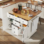 Kitchen Island Serving Trolley - Storage Wood Grain - White