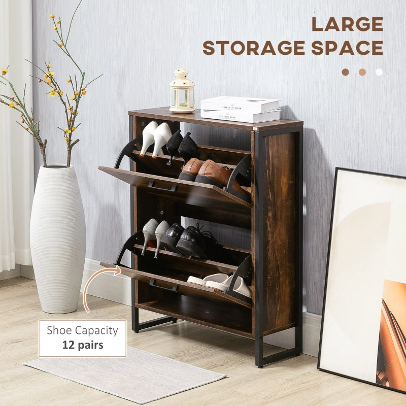 12-Shoe Two-Door Storage Cabinet Wood-Effect