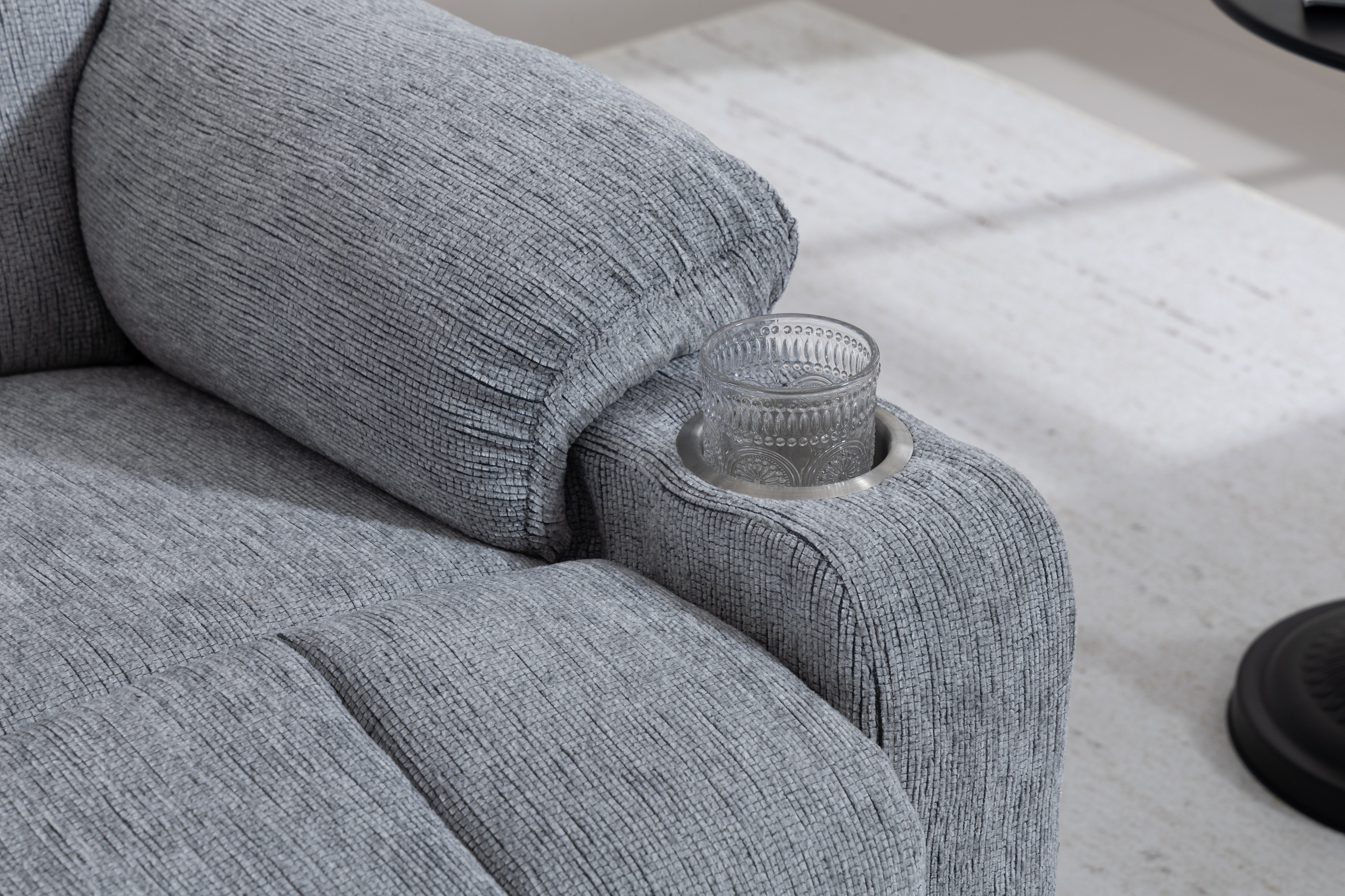 Electric Lift Recliner, Standing Aid, Massage Heat Function, Footrest Cup Holder Light Grey