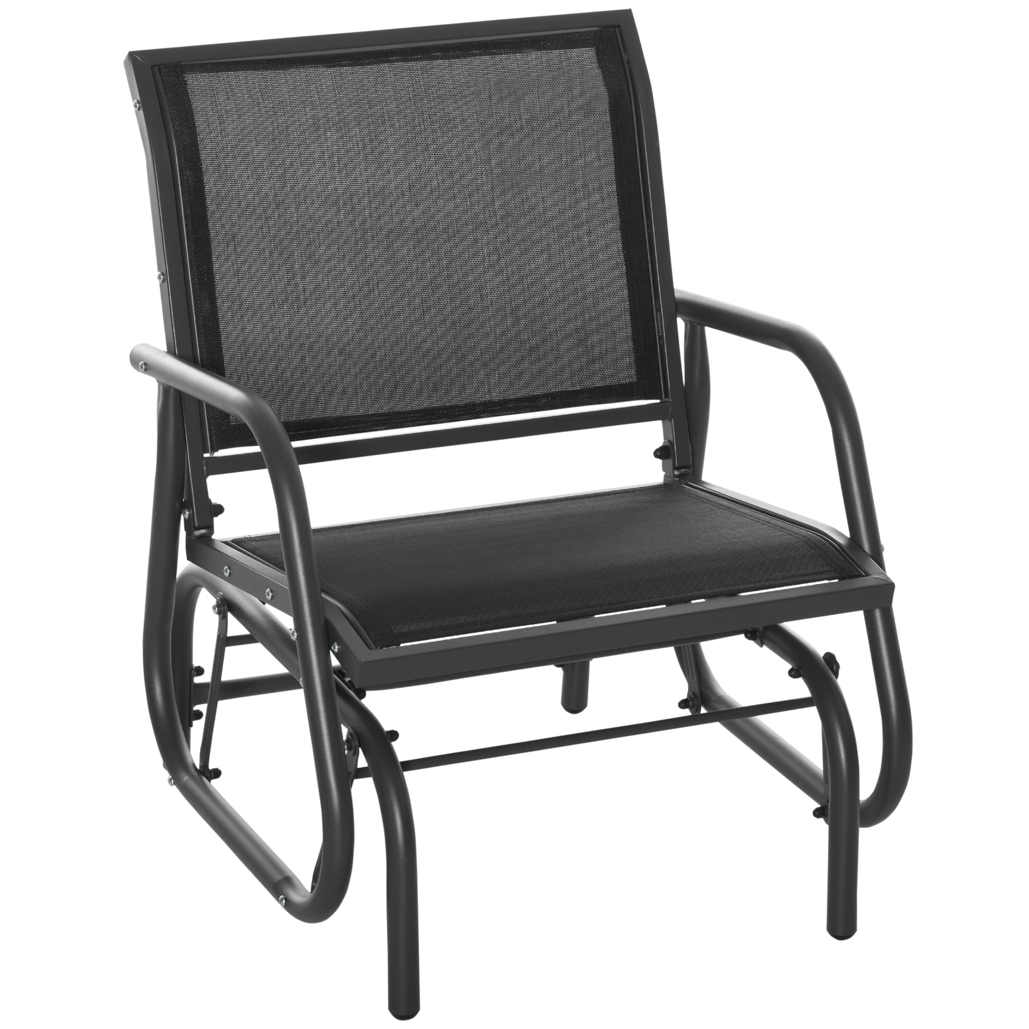 Outdoor Garden Glider Chair Single Armchair Swing Seater Mesh Fabric Dark Grey