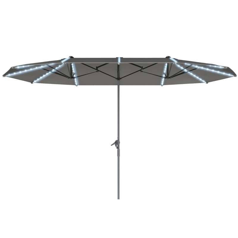 Double Parasol, Solar LED, UV 50+, Aluminium, Dark Grey