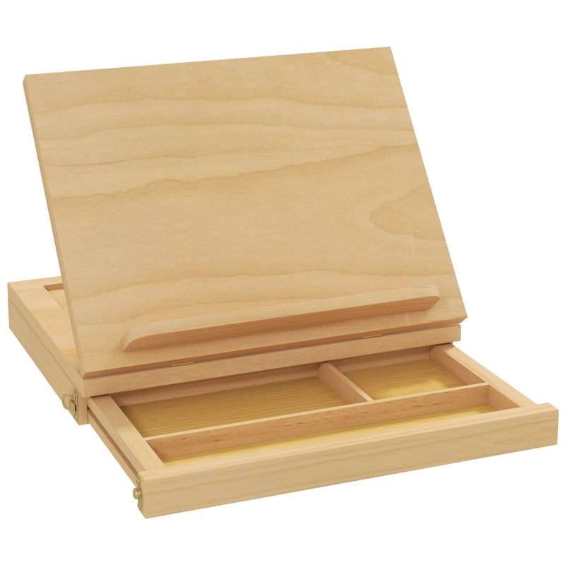Vinsetto Easel, Foldable Adjustable with Drawer, Natural Beechwood