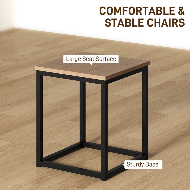 5 Piece Dining Set, Space Saving with Metal Frame, Brown