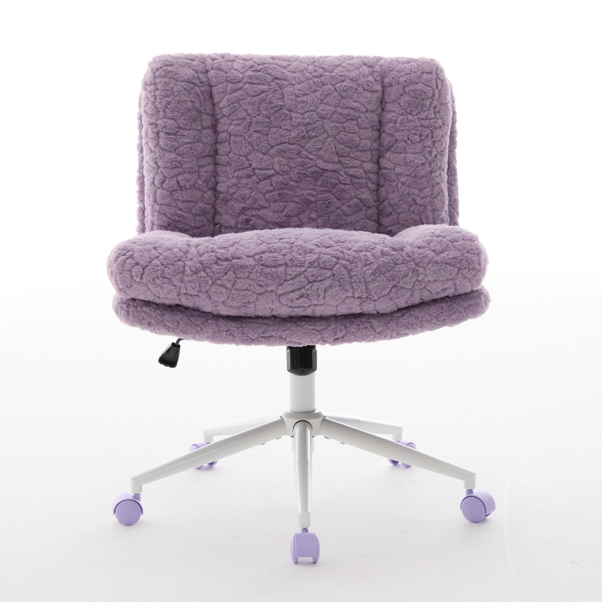 Office Chair with 26.4 Inch Wide Adjustable Swivel Seat, Violet Artificial Rabbit Hair