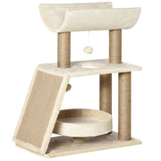 Cat Tree, with Toys and Cat Bed, 60x30x76 cm, Natural