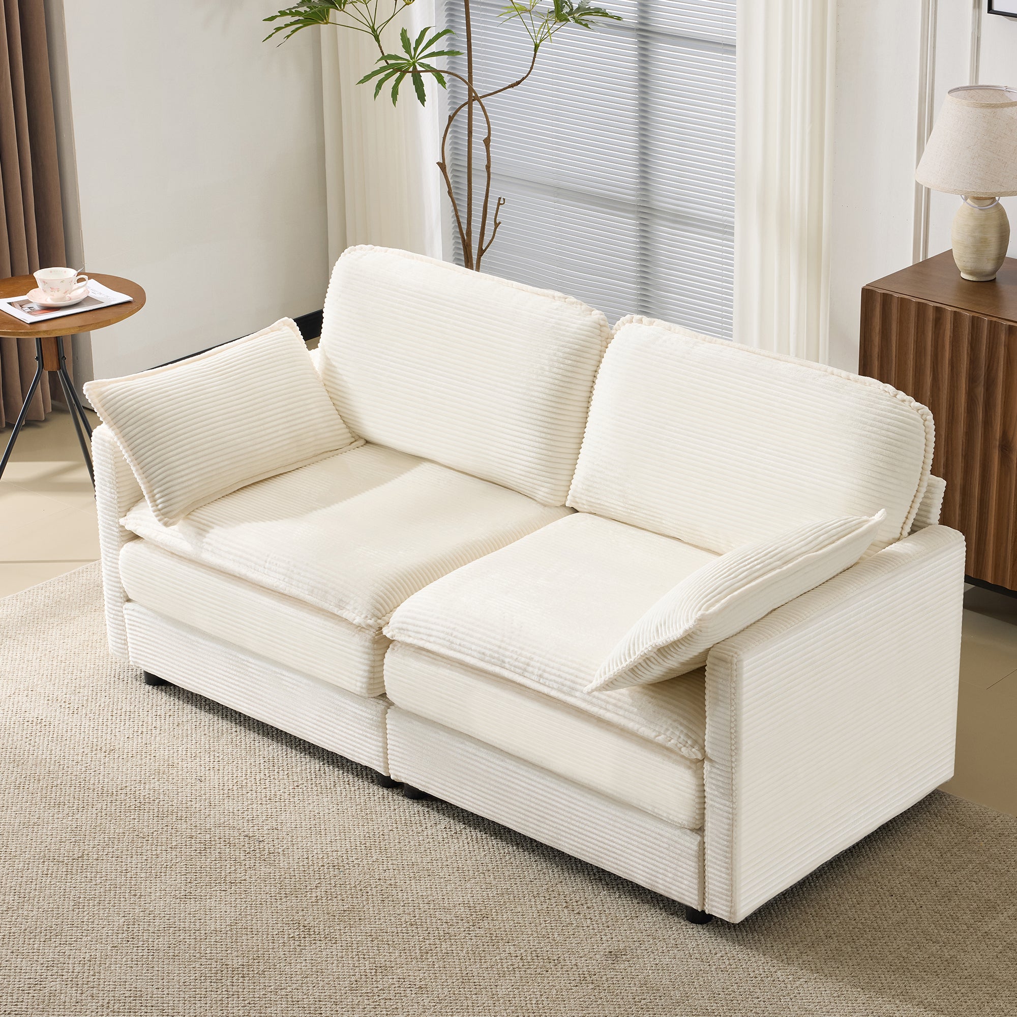 Modern Minimalist Sofa, 2-Seater Comfortable and Spacious, Living Room/Bedroom