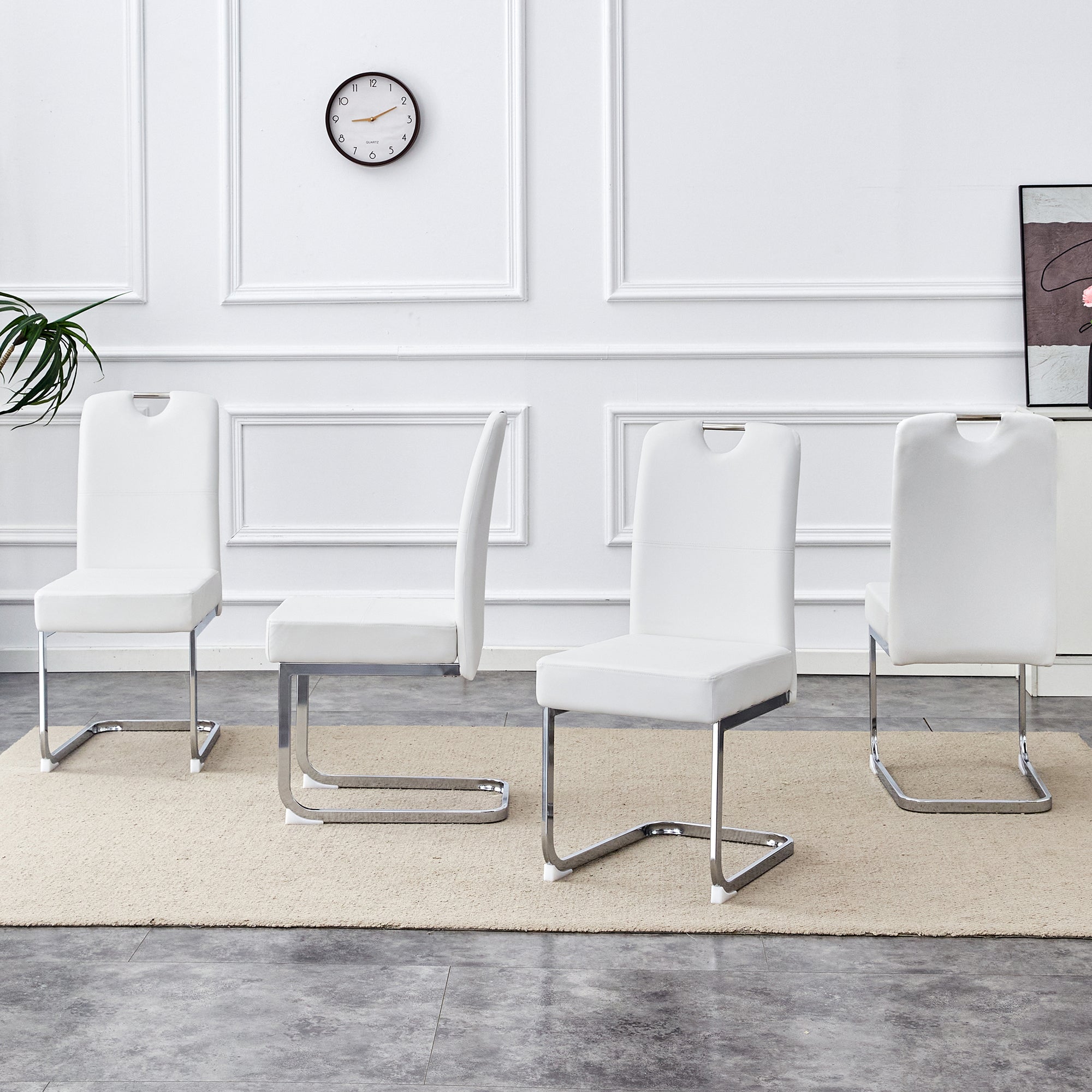 Dining Chairs, Thickened Integrated Spring Ergonomic Design, White