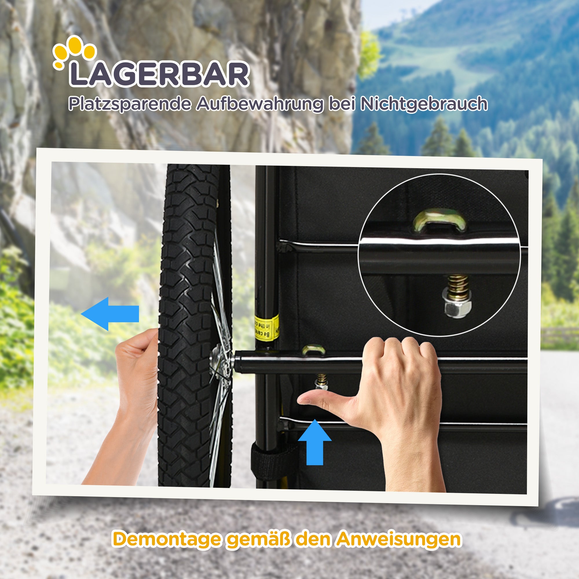 Dog Trailer for Medium Dogs, 20kg Capacity Mesh Windows Safety Leash, Oxford Fabric Yellow