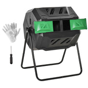 Drum Composter 160L, 2 Chambers, Rotatable, Black