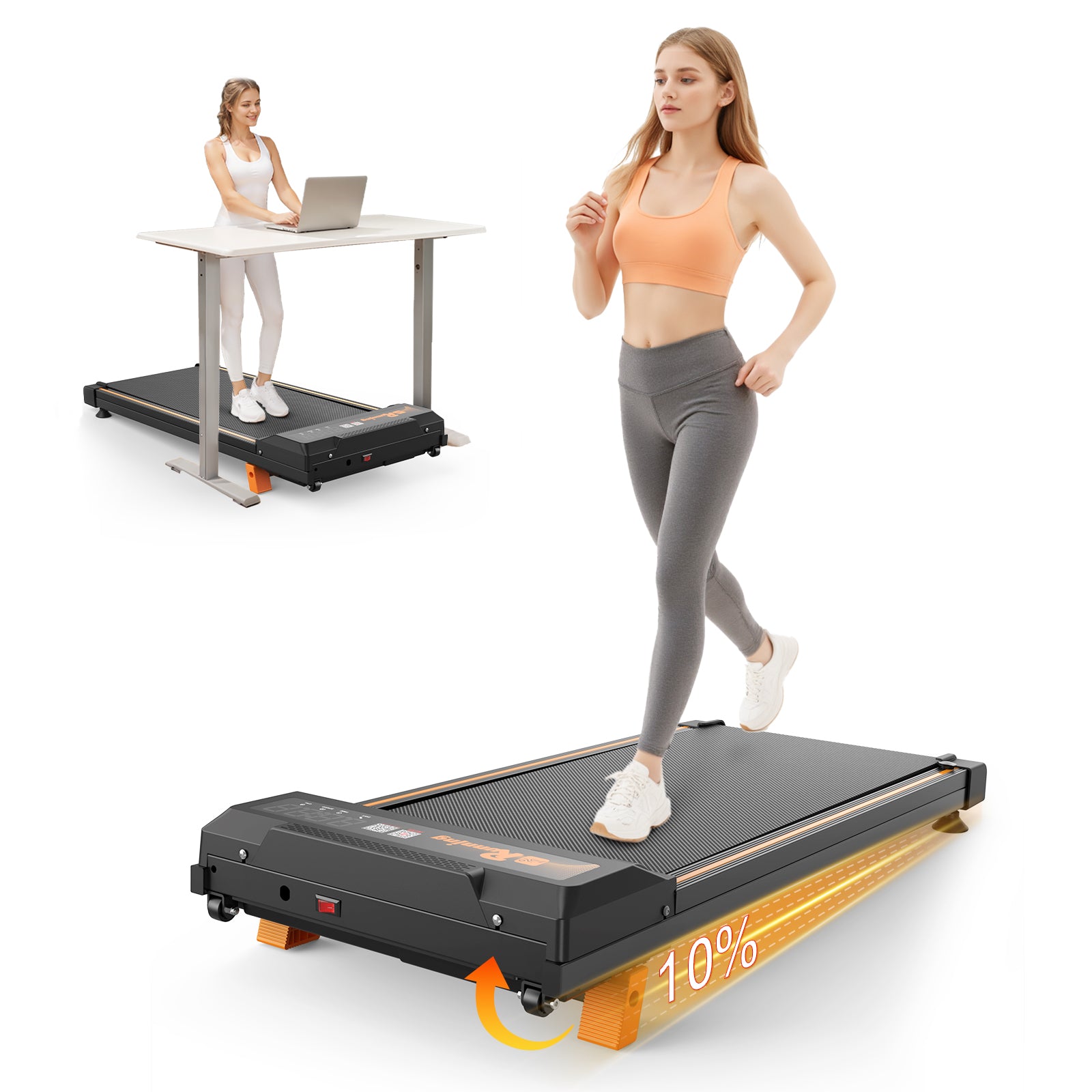 Walking Pad Treadmill - Under Desk Portable Quiet LED Display Remote Control