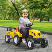 Pedal Tractor with Trailer, Tools & Horn, 3+ Years Metal Frame - Black and Yellow